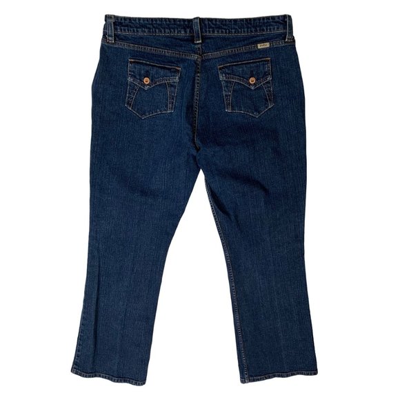 Levis Strauss Stretch Womens Jeans Misses Size 16 Blue Flap Pocket Boot Cut - Picture 16 of 16